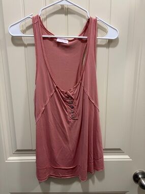 Pink Lily Mauve Pink Button-Front Tank Top